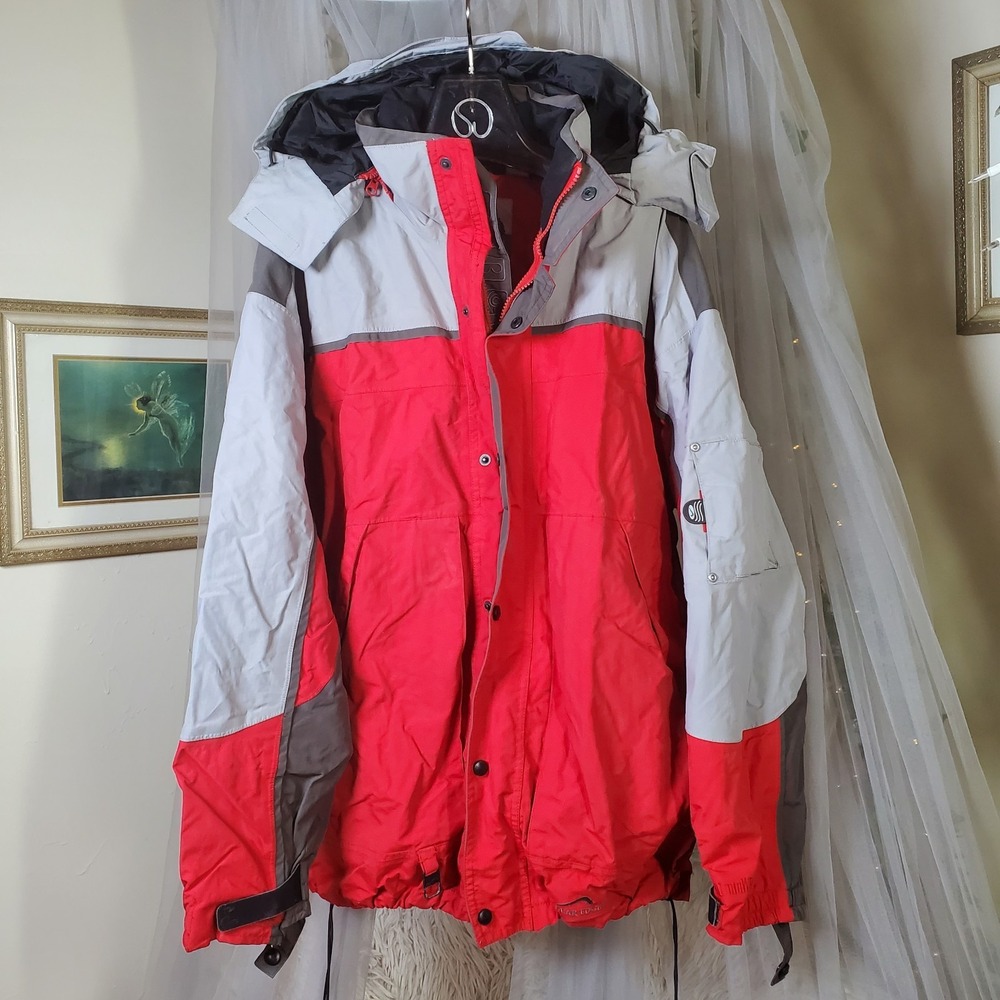 POLAR‎ EDGE Men's Jacket Ski Coat Full Zip Hood Removal Liner XL Red Gorpcore